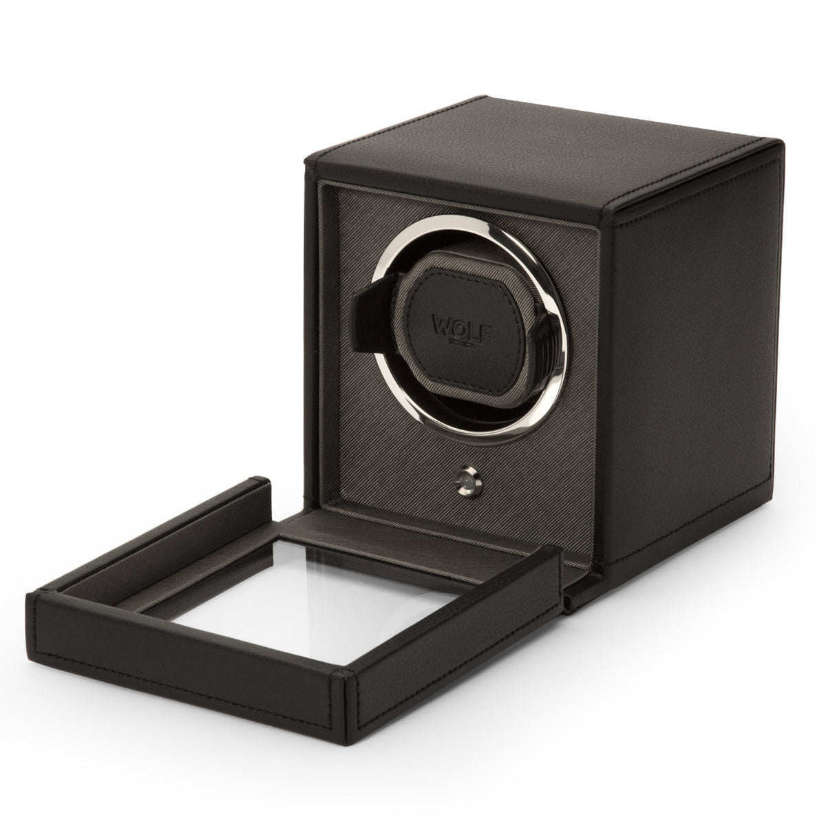 Cub Single Watch Winder With Cover (BLACK)