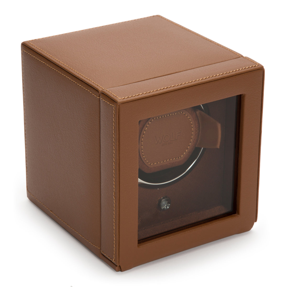 Cub Single Watch Winder With Cover (COGNAC)