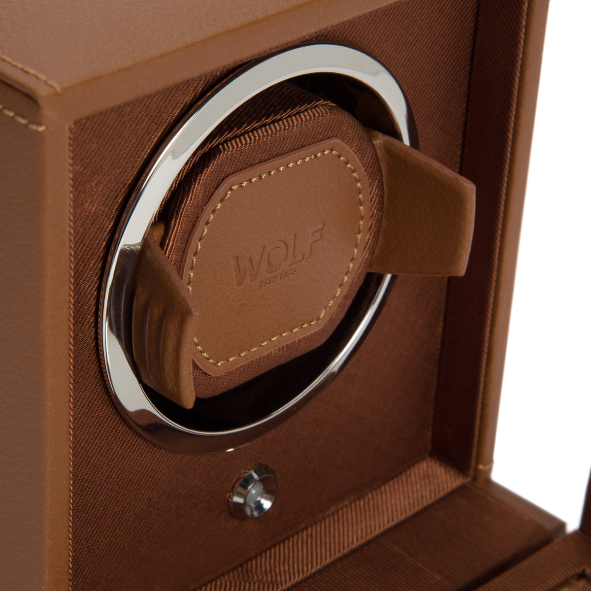 Cub Single Watch Winder With Cover (COGNAC)