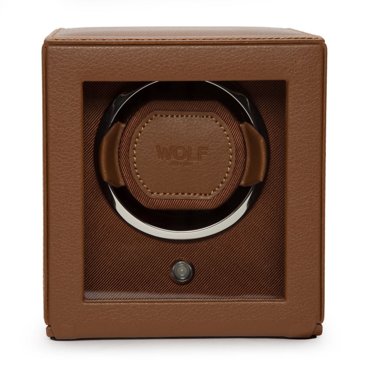 Cub Single Watch Winder With Cover (COGNAC)