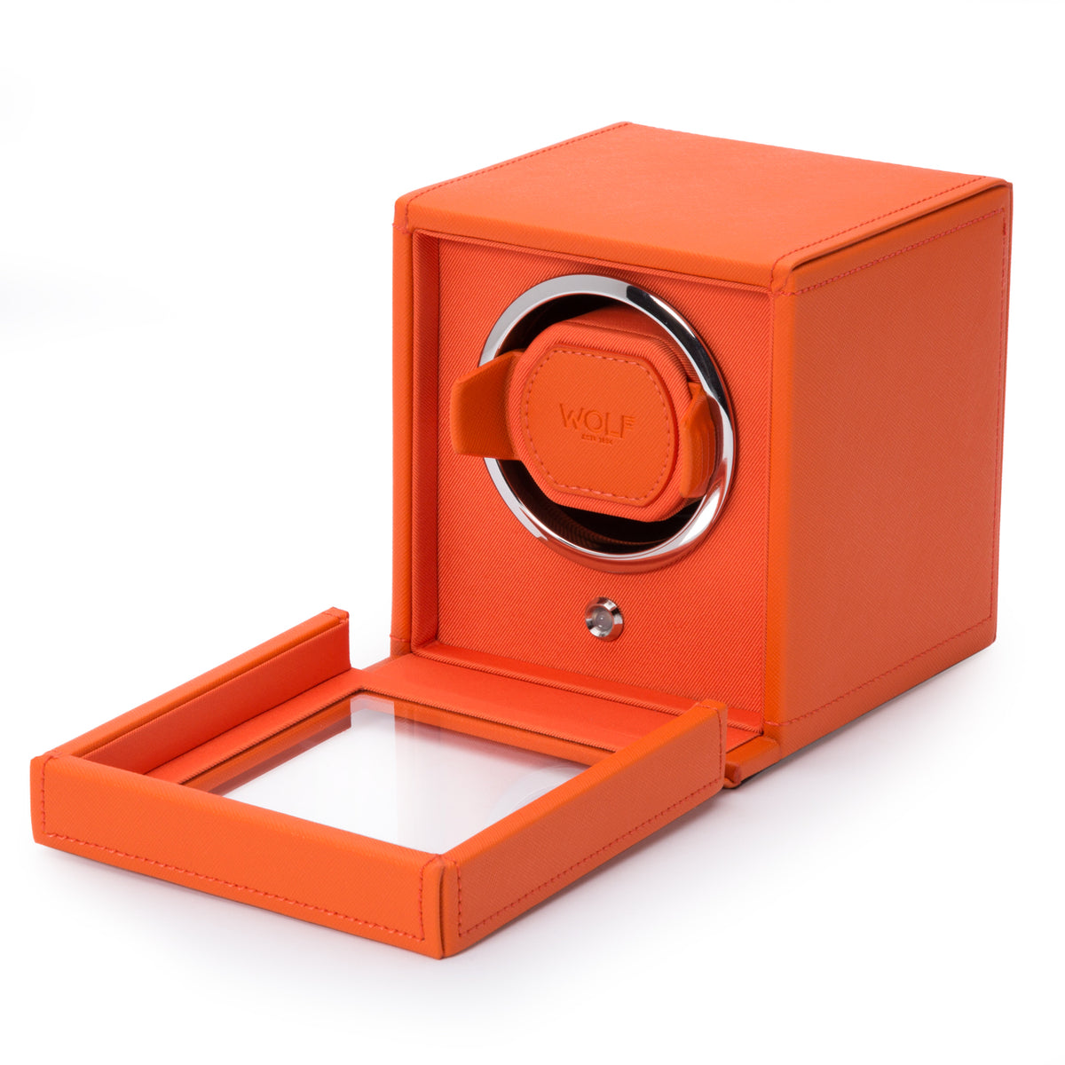 Cub Single Watch Winder With Cover (ORANGE)