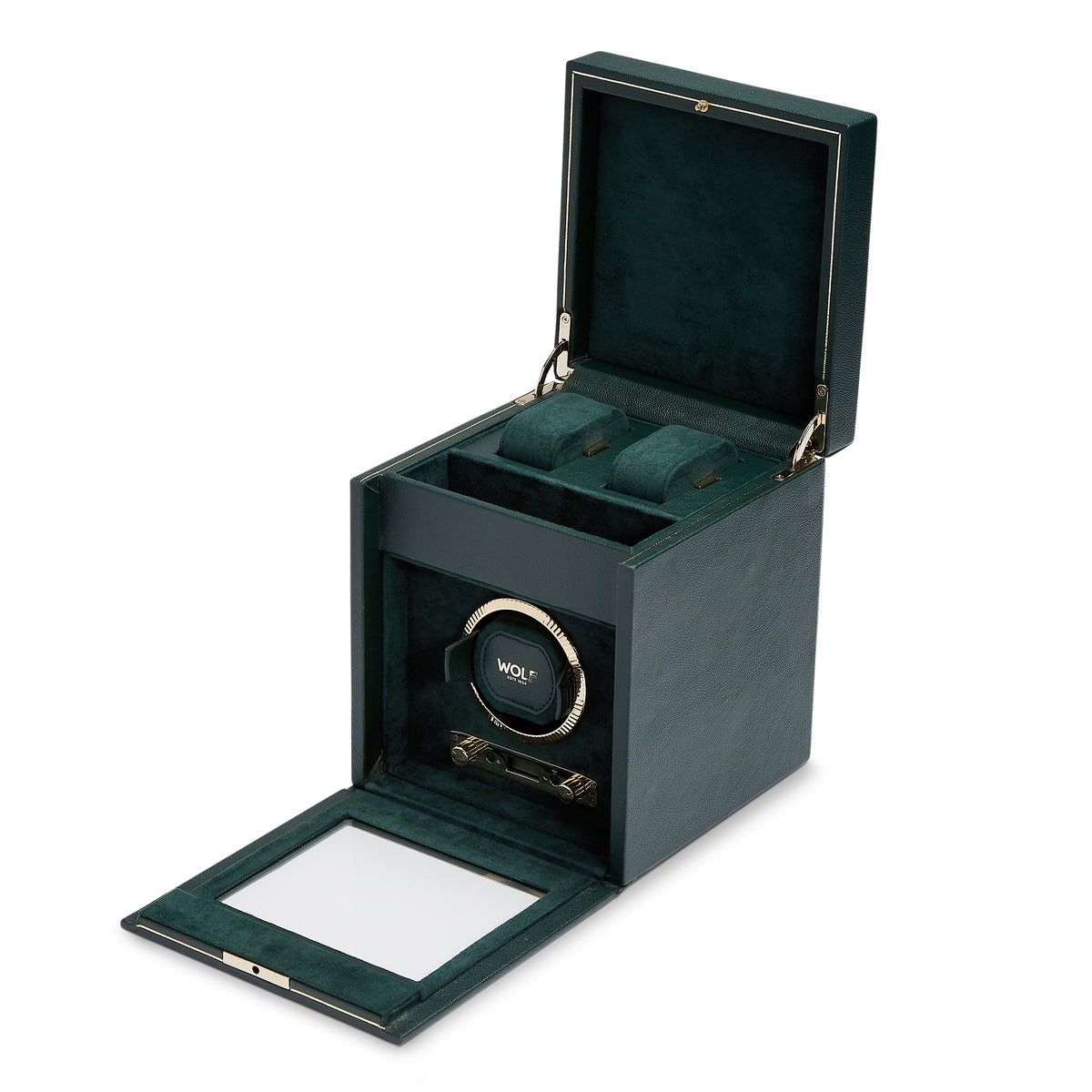 British Racing Single Watch Winder With Storage (GREEN)