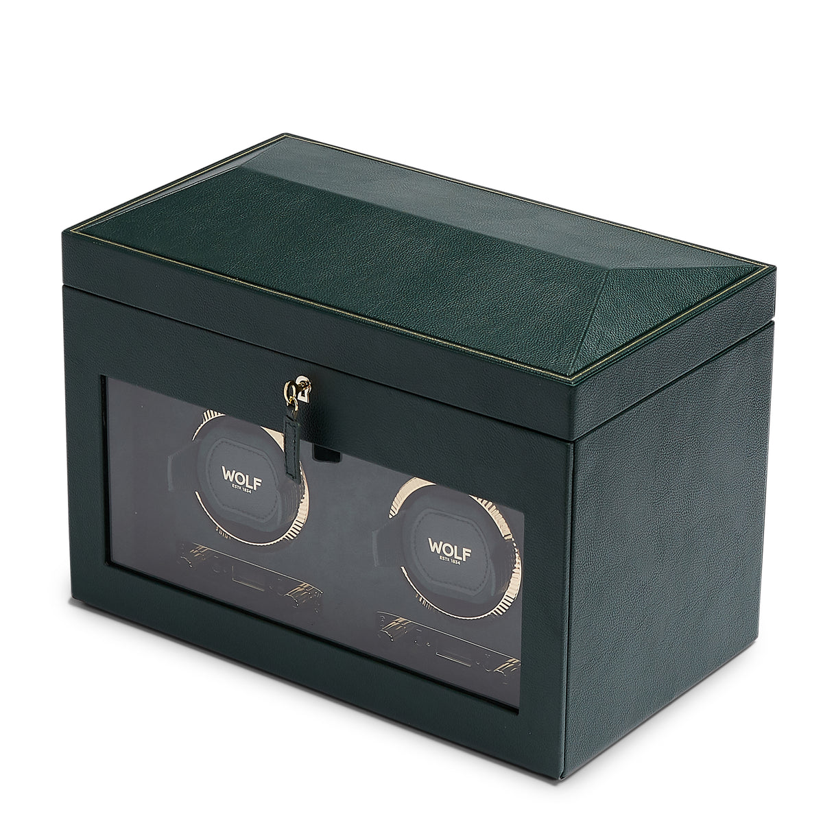 British Racing Double Watch Winder With Storage (GREEN)