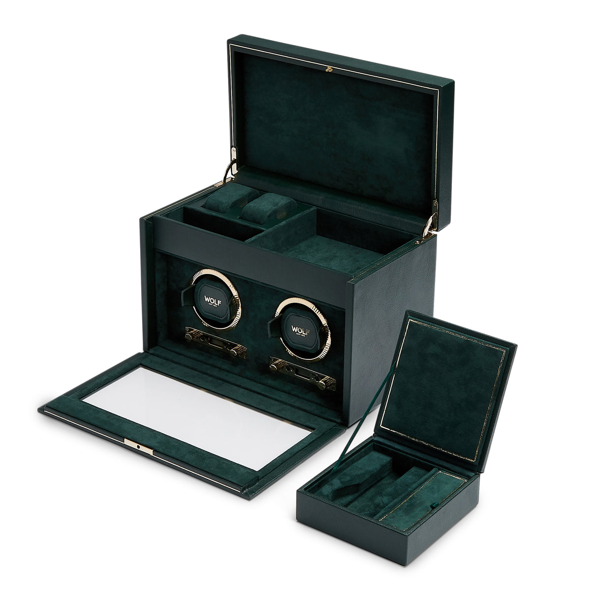 British Racing Double Watch Winder With Storage (GREEN)